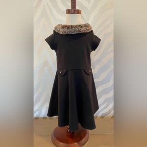 Hope & Henry Fur collar knit dress